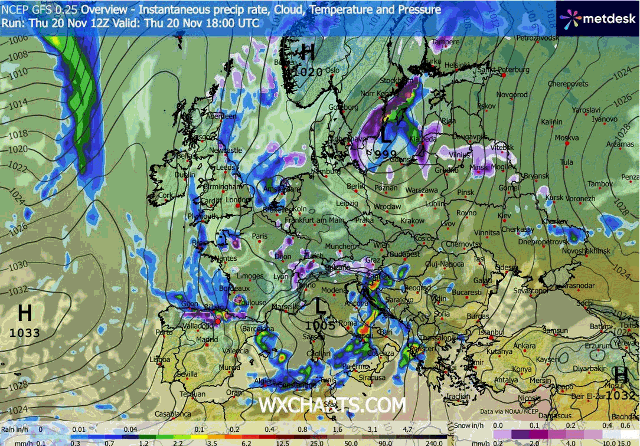 Animación Modelos de Centros de presión y borrascas GFS Europa. Meteosojuela La Rioja