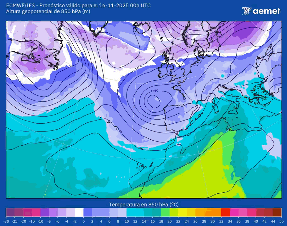 Animación Temperaturas 850hPa AEMET