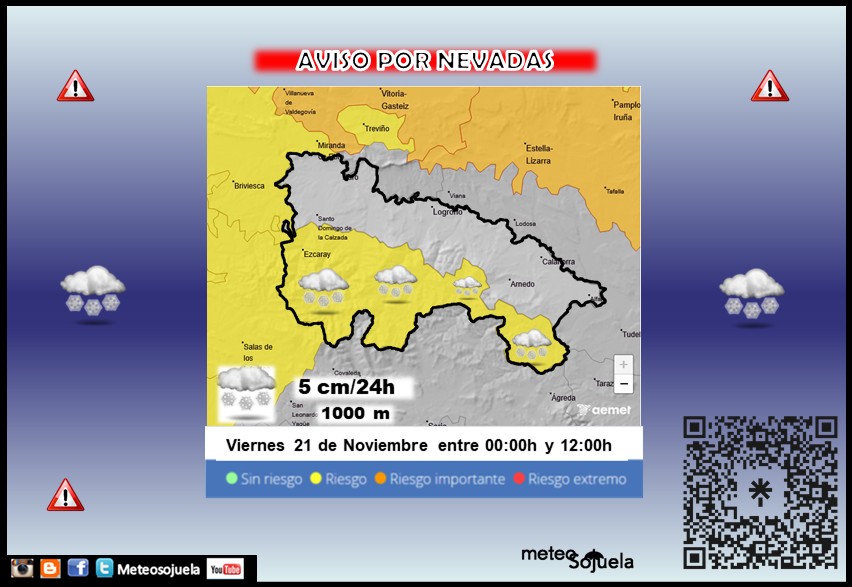 Aviso Amarillo por Nieve en la Ibérica 21 AEMET