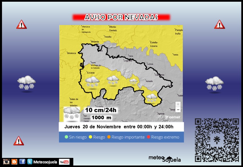 Aviso Amarillo por Nieve en la Ibérica AEMET
