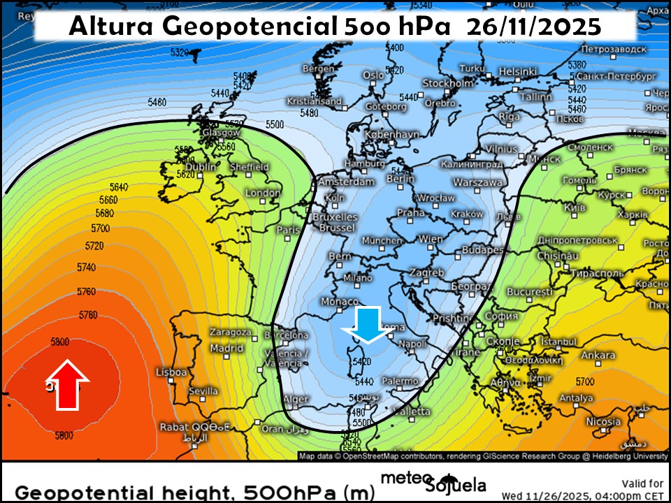 Dorsal en el Atlántico y Vaguada en el Mediterráneo