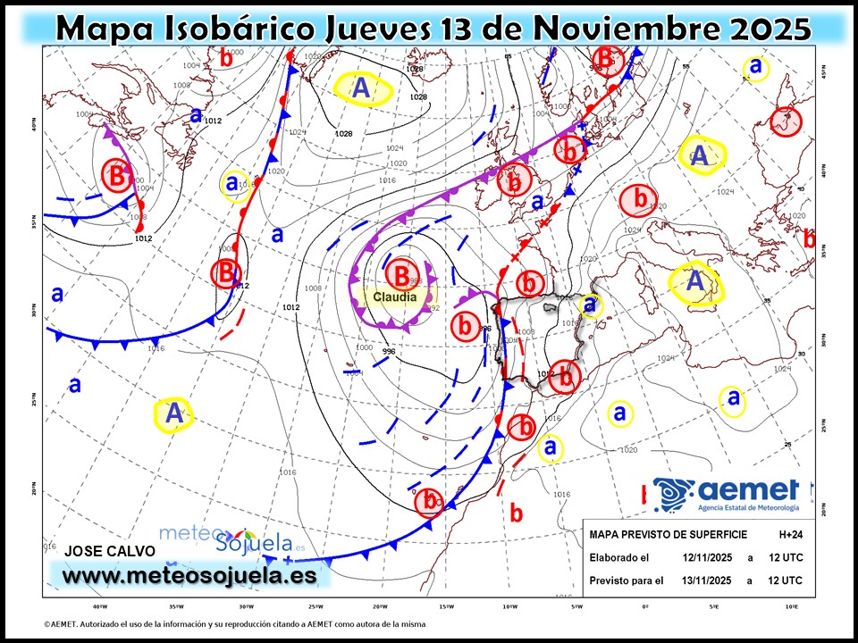 Mapa Isobárico La Rioja. Meteosojuela