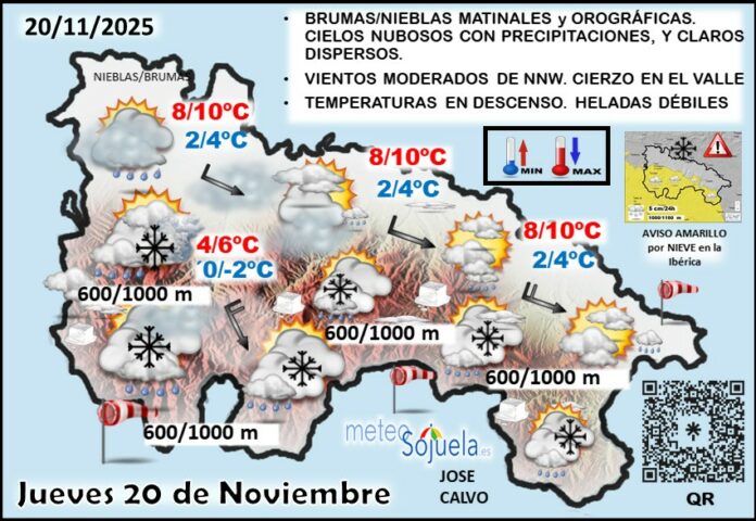 Mapa del tiempo en La Rioja. Meteosojuela