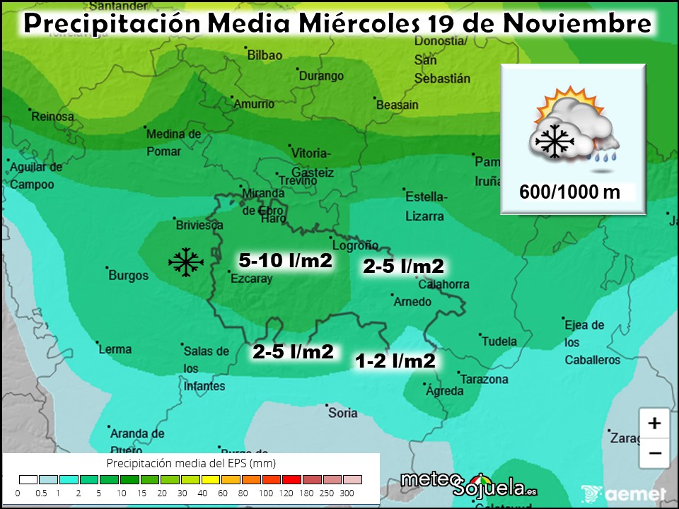 Precipitación Media según AEMET