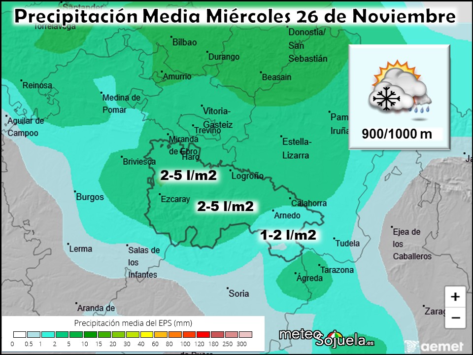 Precipitación Media según AEMET