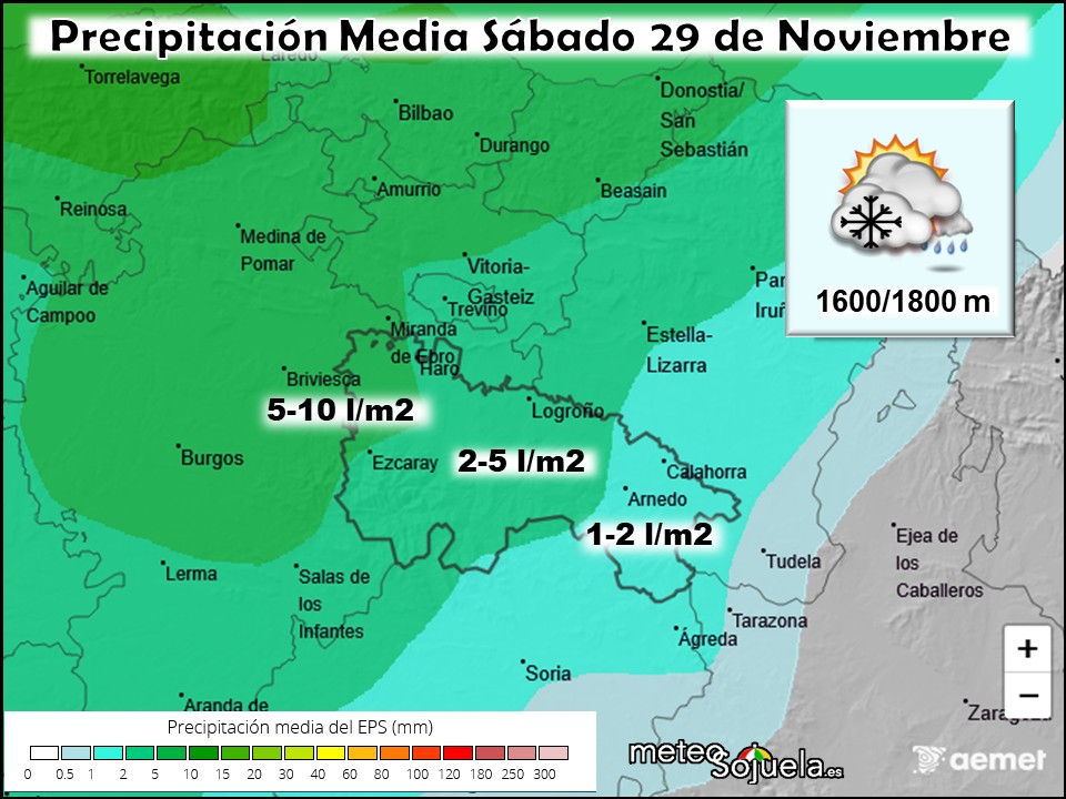 Precipitación Media según AEMET