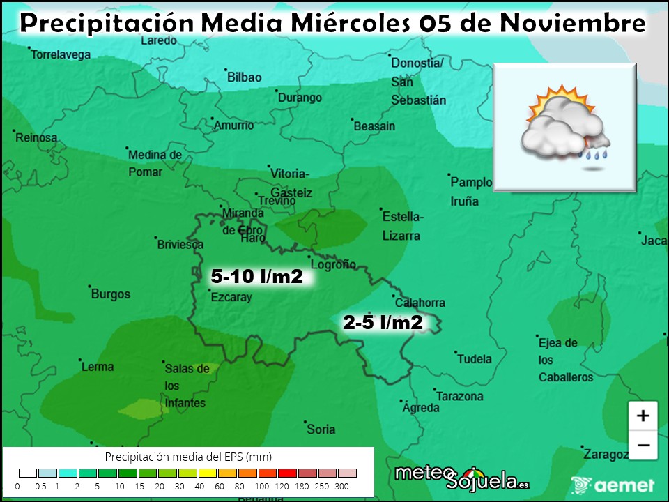 Precipitación Media según AEMET