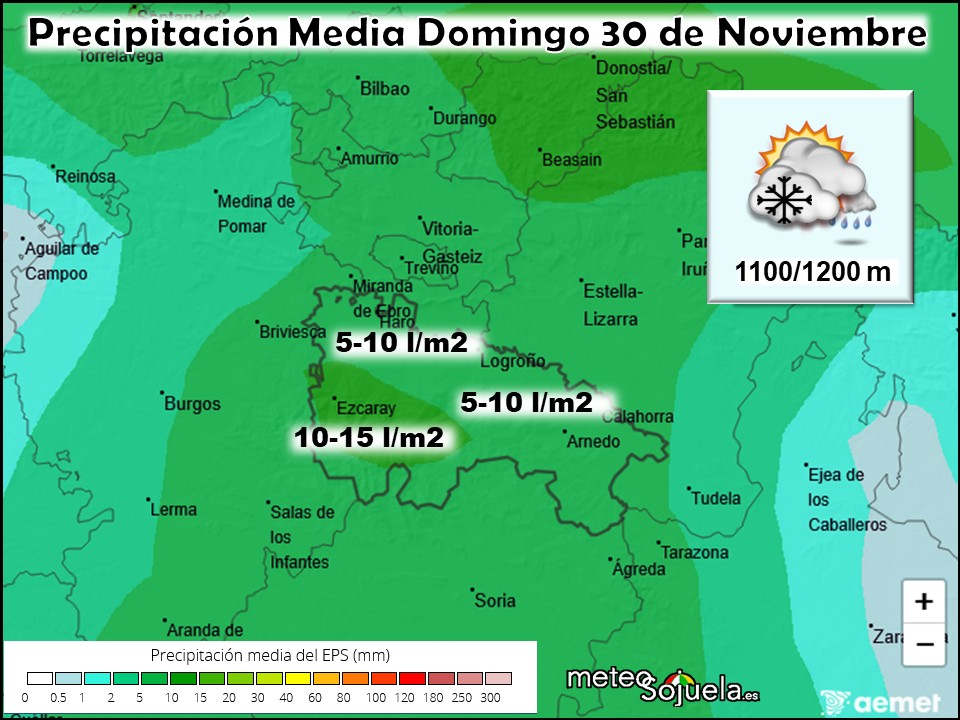 Precipitación Media según AEMET