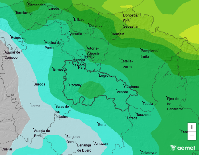 Precipitación Media según AEMET. Meteosojuela La Rioja 08
