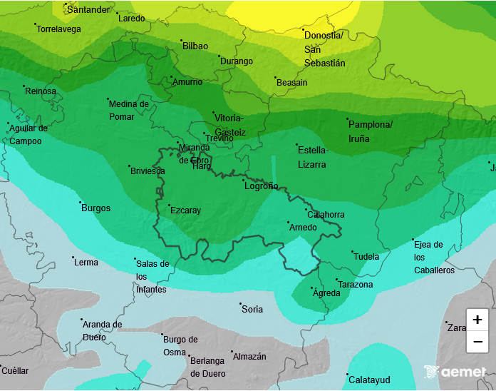 Precipitación Media según AEMET. Meteosojuela La Rioja 25
