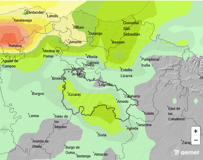 Probabilidad de Precipitación según AEMET. 04 Meteosojuela La Rioja