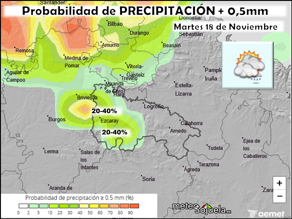 Probabilidad de Precipitación según AEMET. Meteosojuela La Rioja18