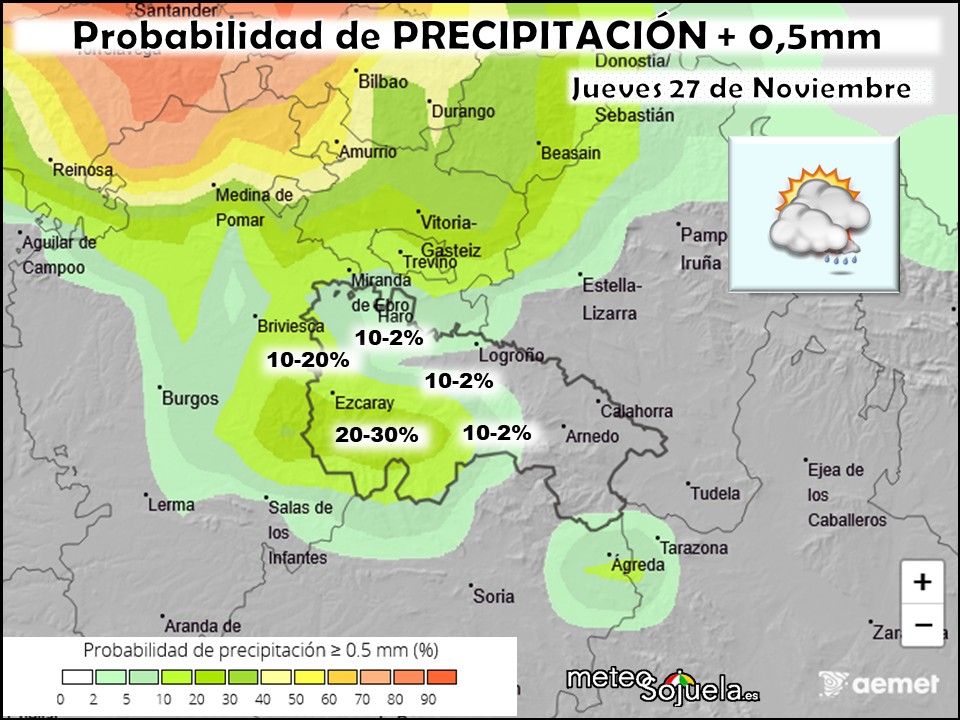 Probabilidad de Precipitación según AEMET