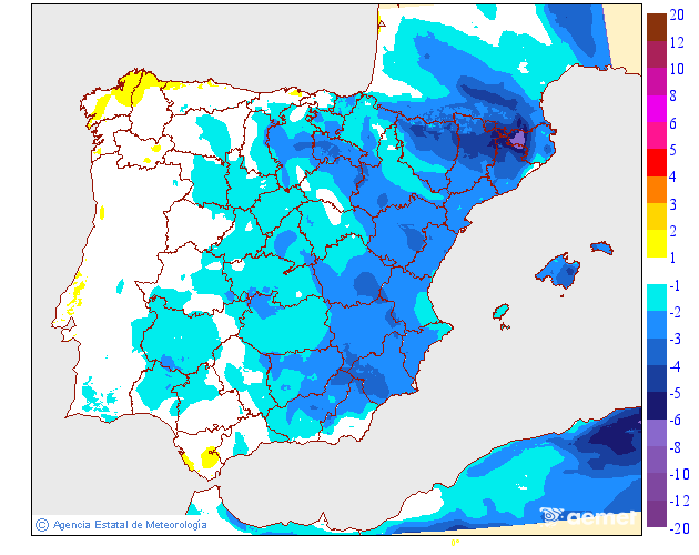 Variación de temperaturas máximas AEMET 21 Meteosojuela