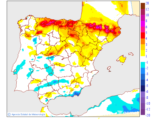 Variación de temperaturas máximas AEMET 22 Meteosojuela