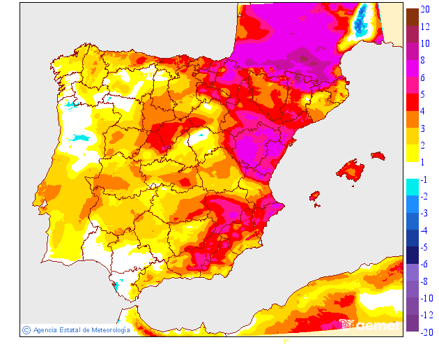 Variación de temperaturas máximas AEMET 23 Meteosojuela
