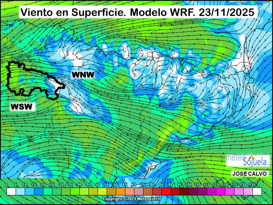 Viento en Superficie Modelo WRF Meteosojuela.