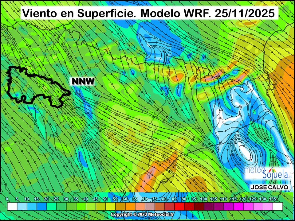 Viento en Superficie Modelo WRF Meteosojuela.