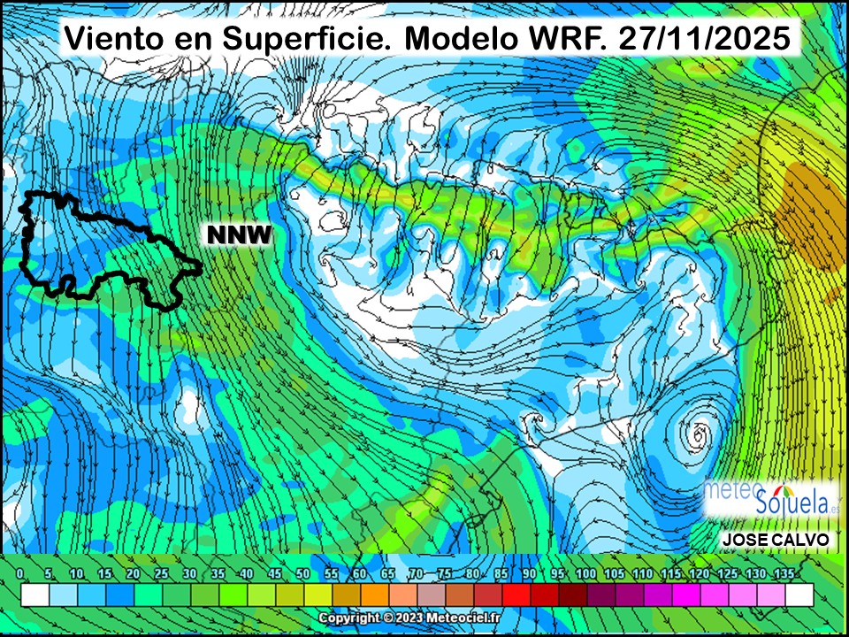 Viento en Superficie Modelo WRF Meteosojuela.