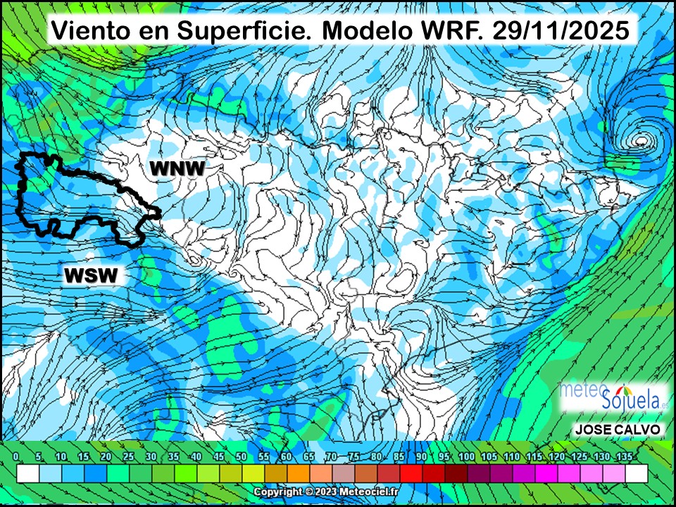 Viento en Superficie Modelo WRF Meteosojuela.