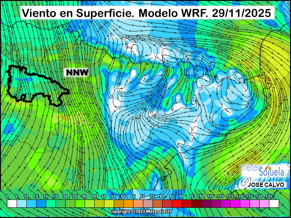 Viento en Superficie Modelo WRF Meteosojuela.