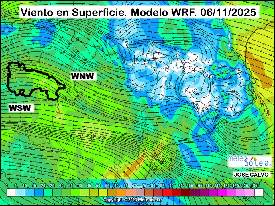 Viento en Superficie Modelo WRF Meteosojuela.