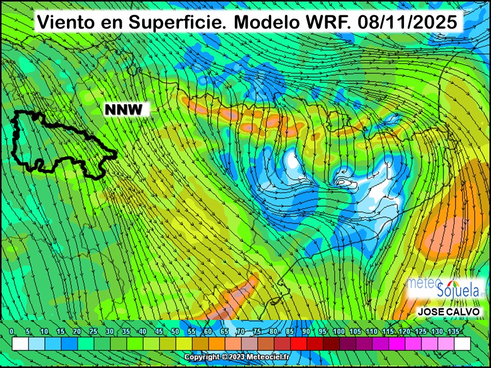Viento en Superficie Modelo WRF Meteosojuela.