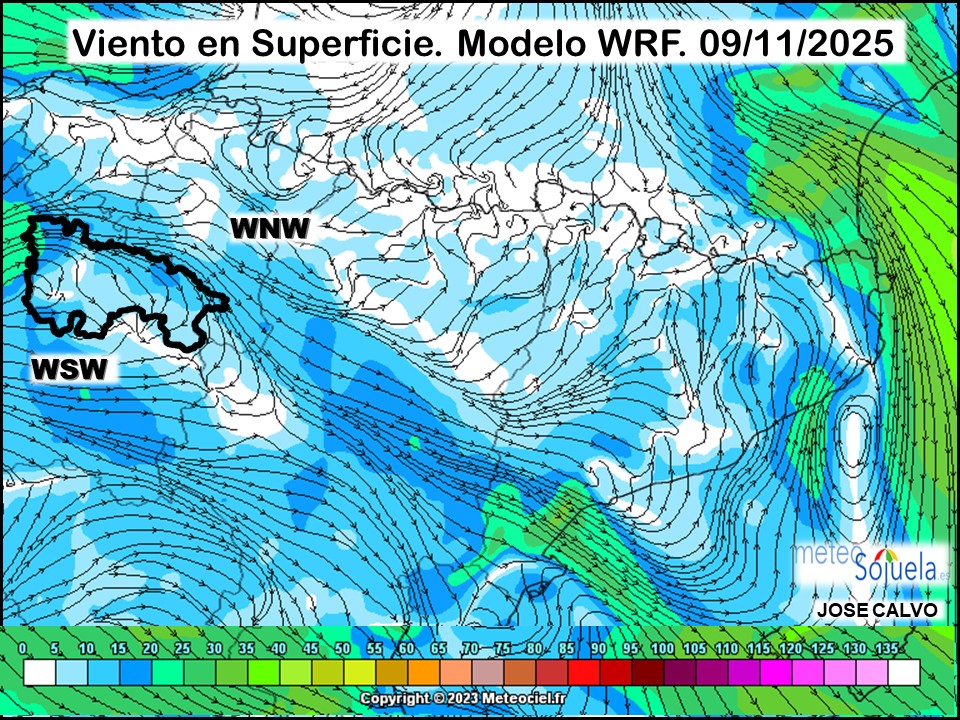 Viento en Superficie Modelo WRF Meteosojuela.