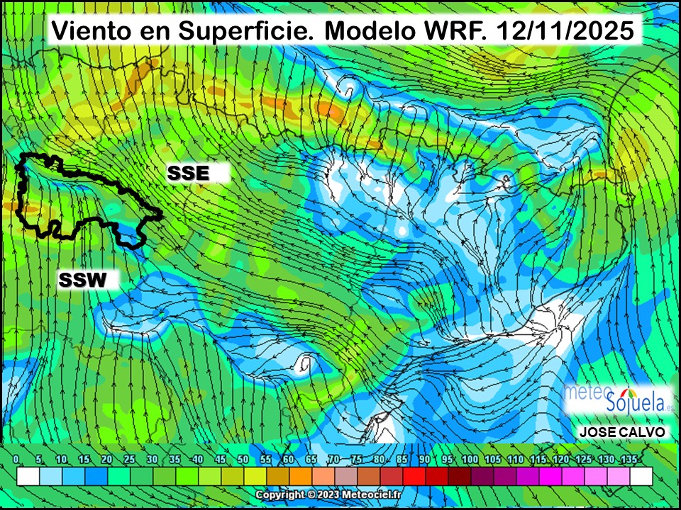 Viento en Superficie Modelo WRF Meteosojuela.