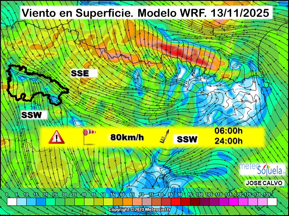 Viento en Superficie Modelo WRF Meteosojuela.