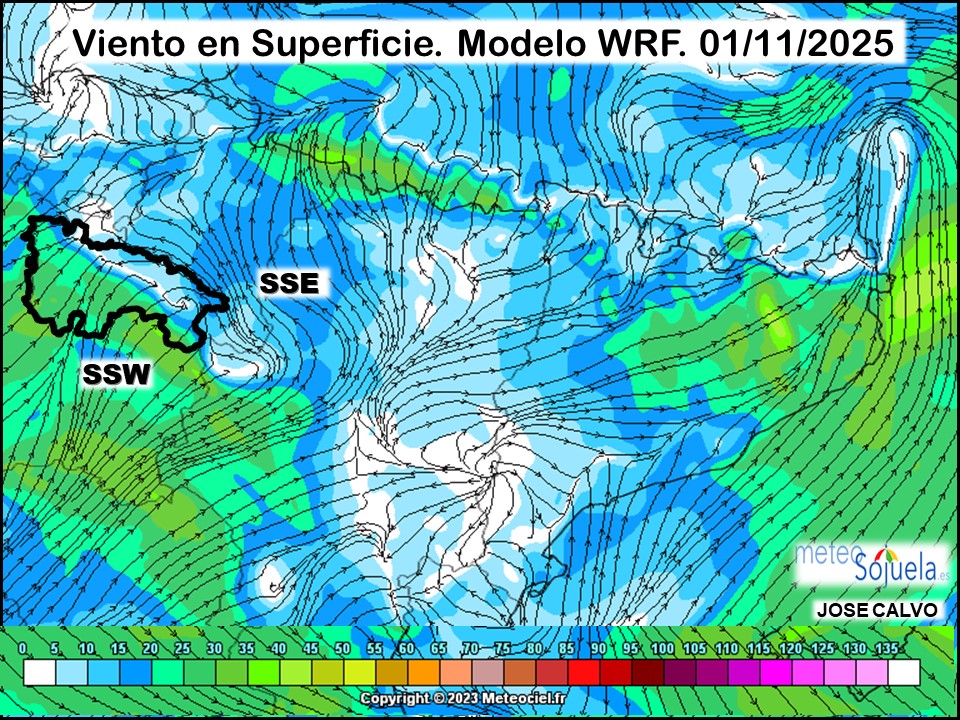 Viento en Superficie Modelo WRF Meteosojuela.