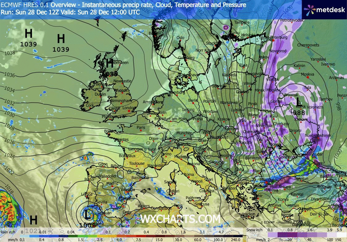 Animación Modelos de Centros de presión y borrascas ECMWF. Meteosojuela La Rioja