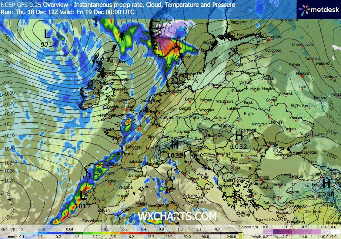 Animación Modelos de Centros de presión y borrascas GFS Europa. Meteosojuela La Rioja