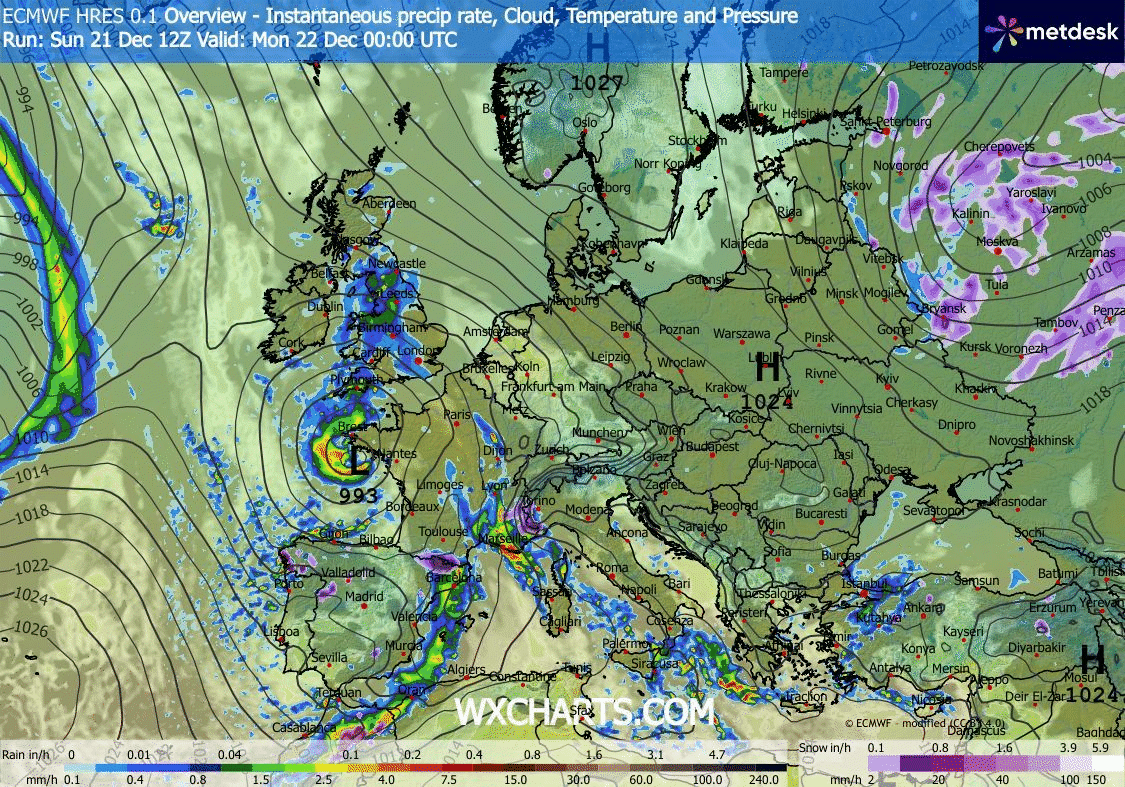 Animación Modelos de Centros de presión y borrascas GFS Europa. Meteosojuela La Rioja