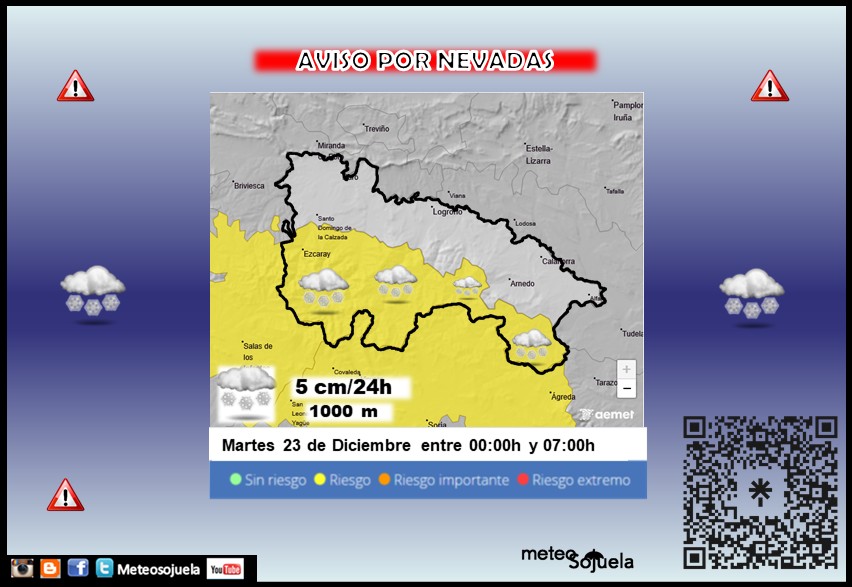 Aviso Amarillo por Nieve en la Ibérica AEMET