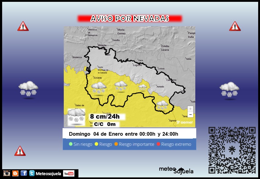 Aviso Amarillo por Nieve en la Ibérica AEMET