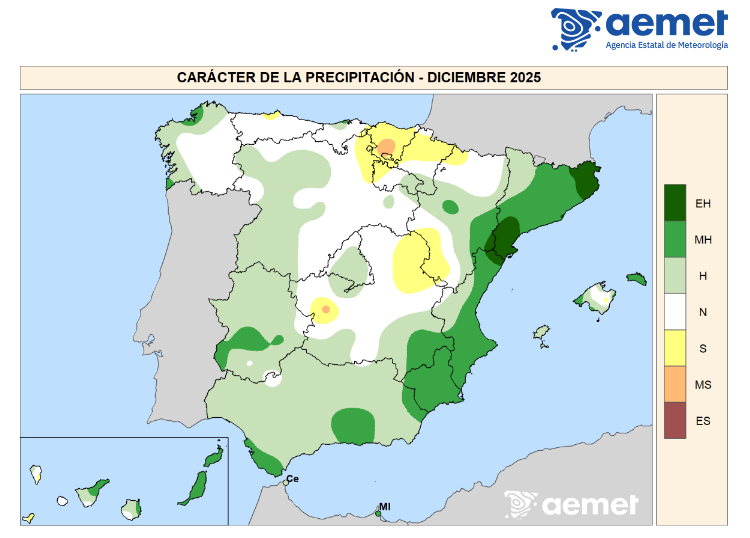 Caracter de Precipitación Diciembre 2025