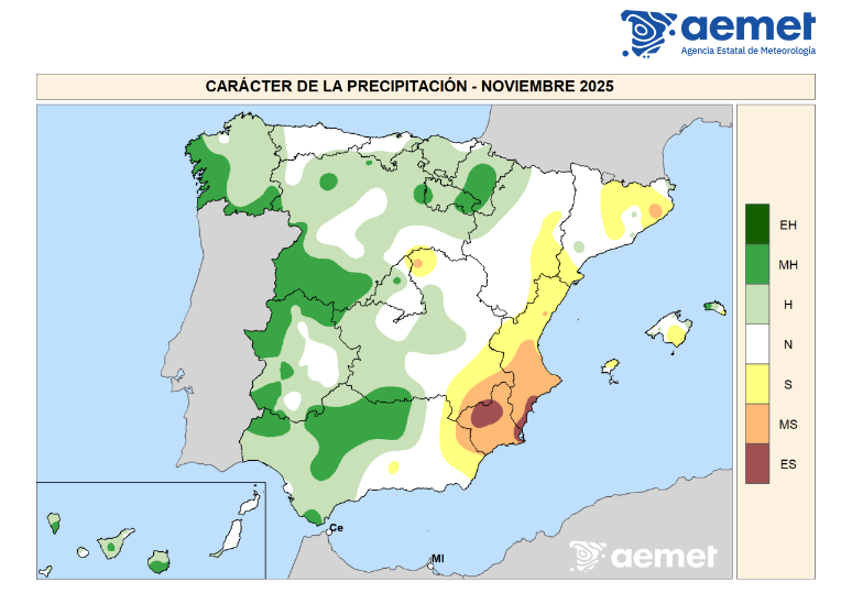 Caracter de Precipitación Noviembre 2025