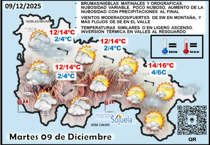 Mapa del tiempo en La Rioja. Meteosojuela