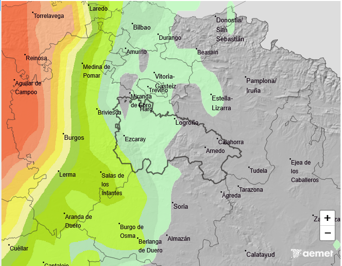 Probabilidad de Precipitación según AEMET. Meteosojuela La Rioja 12
