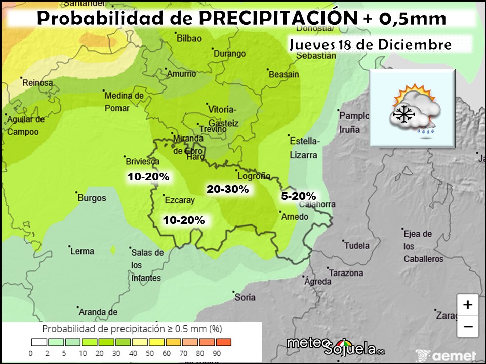 Probabilidad de precipitación según AEMET