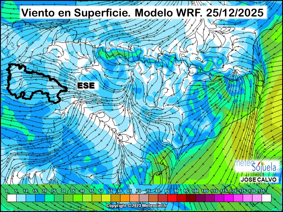 Viento en Superficie Modelo WRF ESE Meteosojuela.