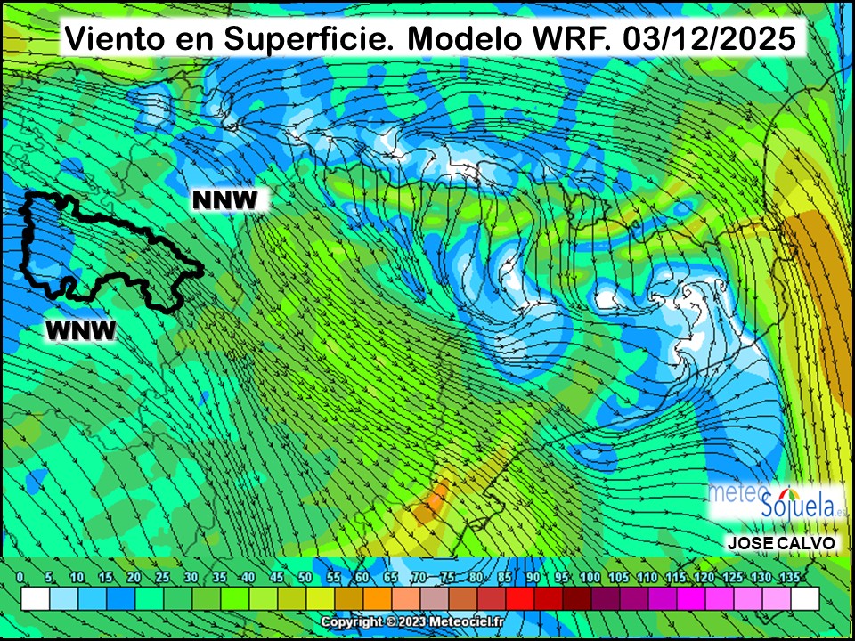 Viento en Superficie Modelo WRF Meteosojuela.