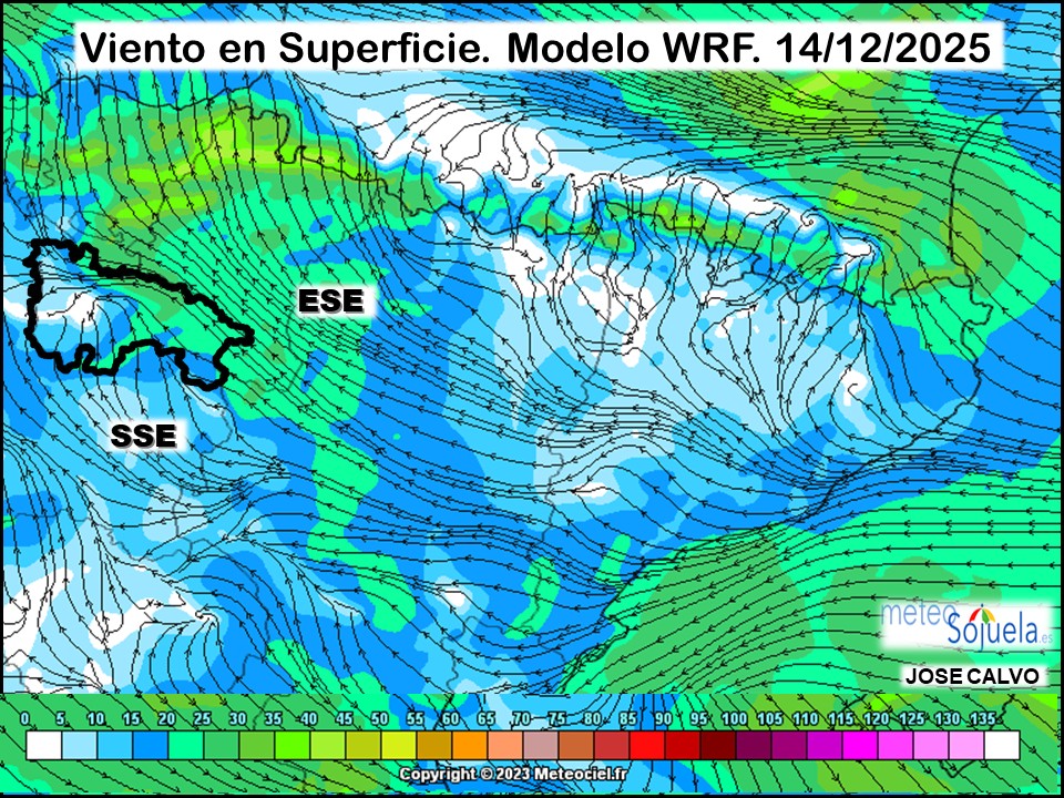 Viento en Superficie Modelo WRF Meteosojuela.