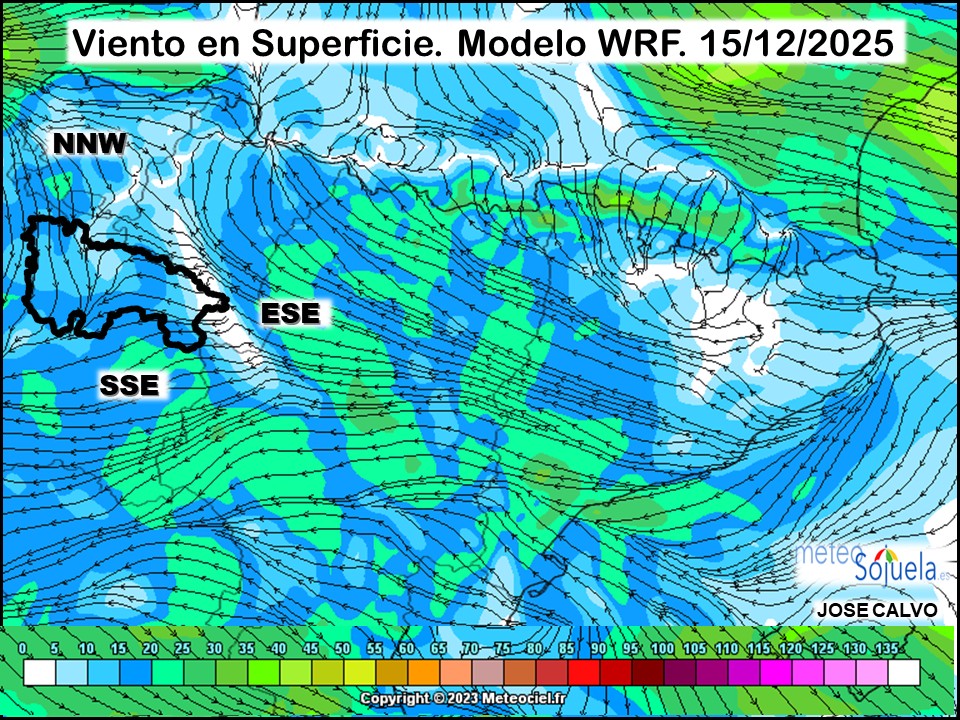 Viento en Superficie Modelo WRF Meteosojuela.