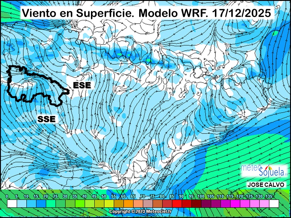 Viento en Superficie Modelo WRF Meteosojuela.