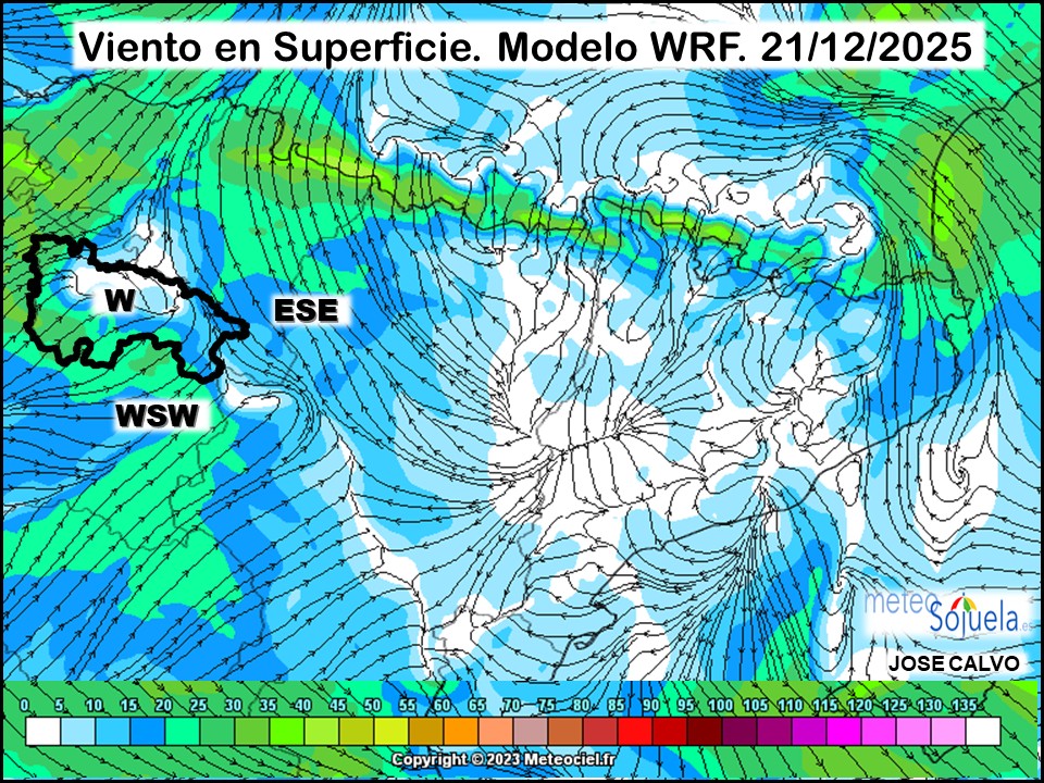 Viento en Superficie Modelo WRF Meteosojuela.