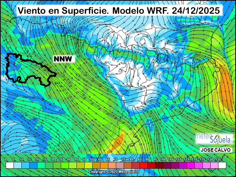 Viento en Superficie Modelo WRF Meteosojuela.