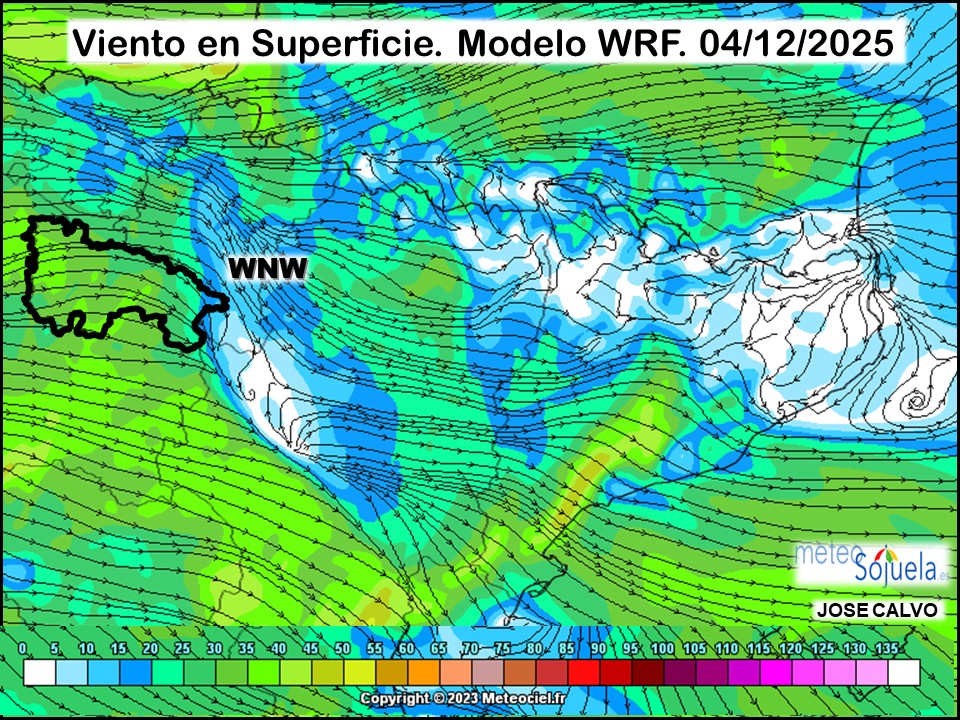 Viento en Superficie Modelo WRF Meteosojuela.