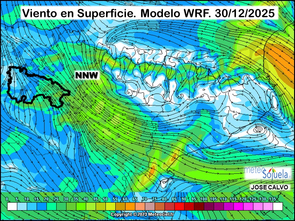 Viento en Superficie Modelo WRF Meteosojuela.